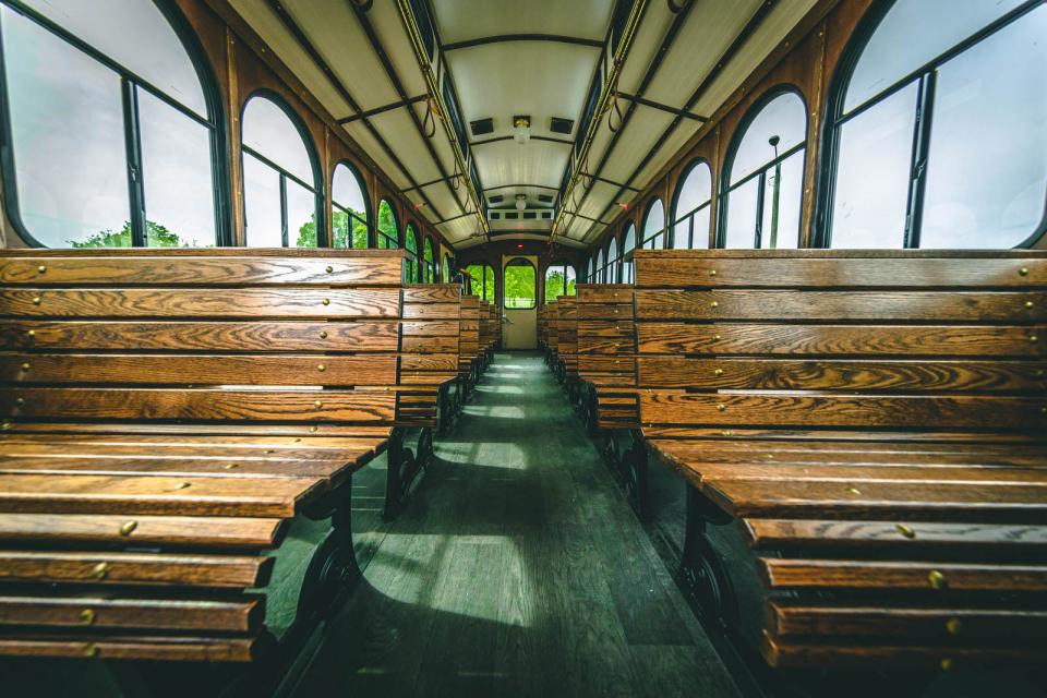 wooden trolley seats